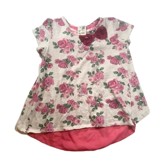 Lily Bleu | Floral Blouse Bow Sequin Open Back Layer Pink - Picture 1 of 7